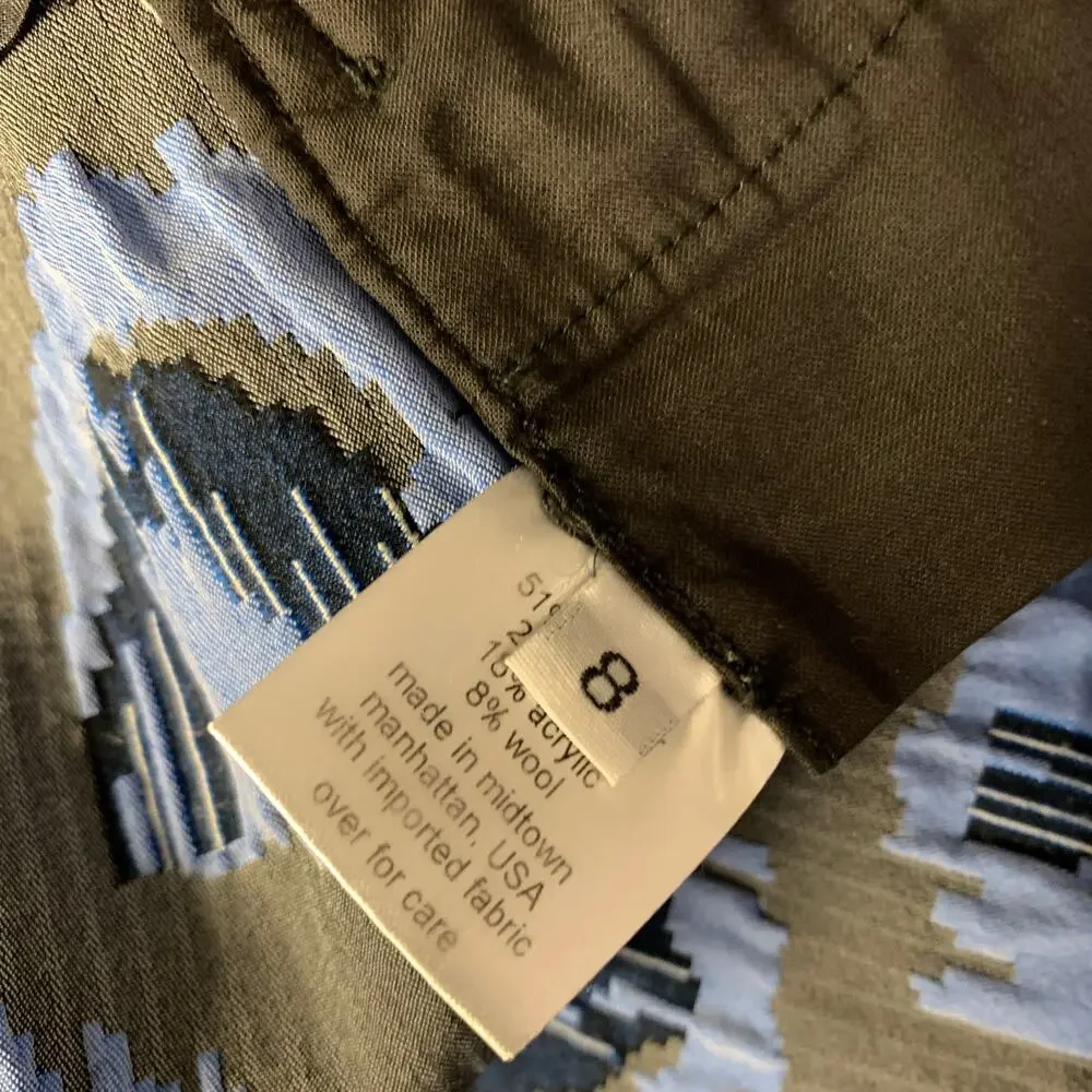 RACHEL COMEY Size 8 Blue Black & White Nylon Blend Geometric Casual Pants